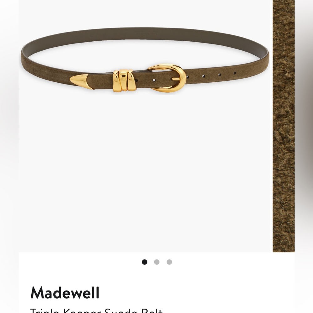 NWT Madewell Triple Metal Keeper Belt. Color: Shaded Olive. Size: XS